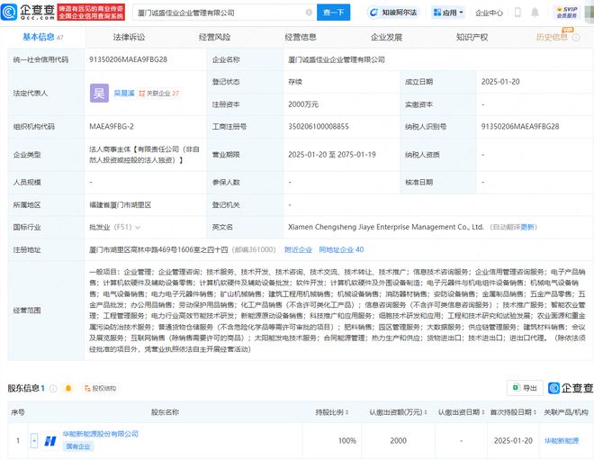 華能新能源廈門布局再落一子，成立企管公司拓展電力電子市場